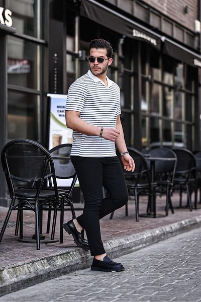 Valiberta Polo V-Neck Knitted T-Shirt - Gray