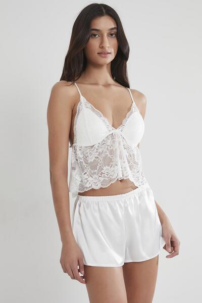 Pierre Cardin Pantaloni scurți din dantela din satin - Set Babydoll - 450 Ecru