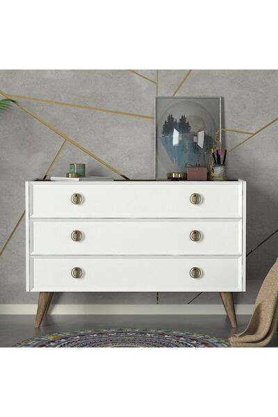 Dekorister Exclusive Nadya Şifonyer Beyaz-ceviz