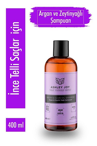 ASHLEY JOY 400 ml Argan & Olive Oil - Non-Weighting Care Shampoo for Fine Hair