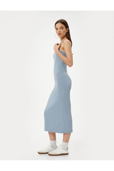 Koton Μολύβι Φόρεμα Maxi Thin Straps Slim Fit