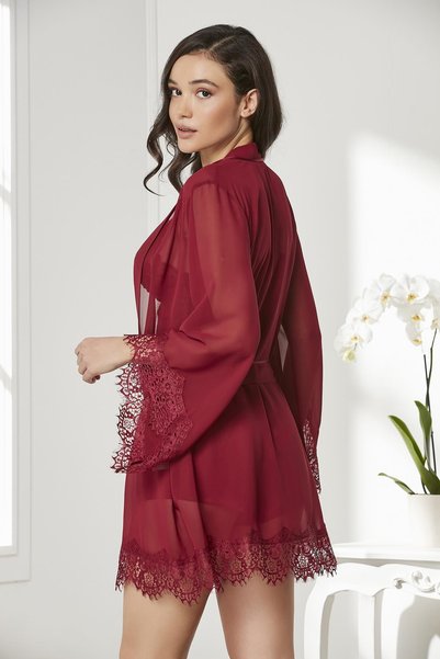 Pierre Cardin Set de zestre pentru mireasa din satin din patru piese - 7005 Roșu Claret