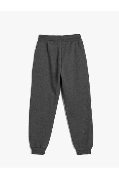 Koton Jogger Sweatpants Slogan Printed Pockets Tie-Up Waist