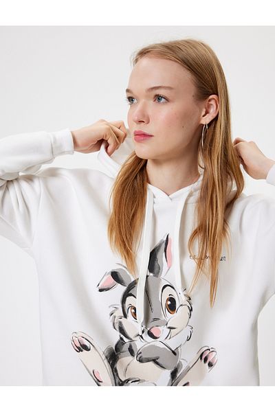 Koton Bambi Printed Oversize Hooded Sweatshirt - Hooded Licensed