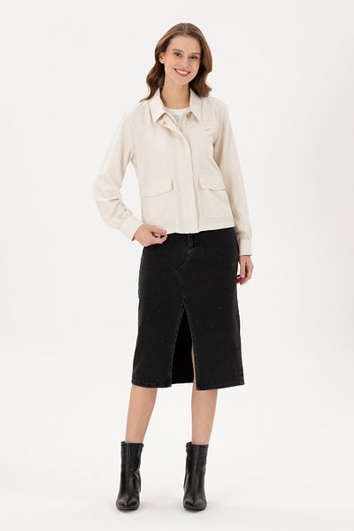 U.S. Polo Assn. Women's Black Midi Length Jean Skirt 50295993-Dn0027