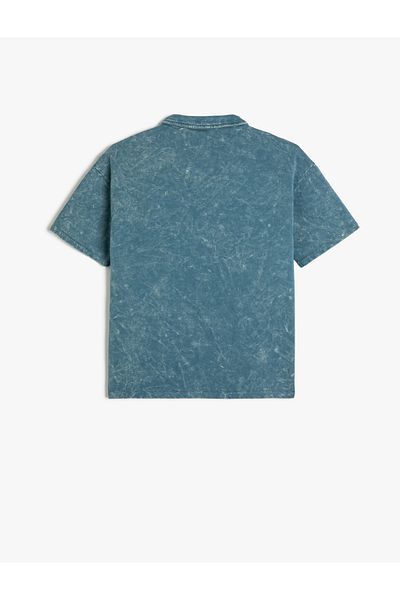 Koton Tricou din bumbac cu guler polo - broderie lavabila, mânecă scurtă