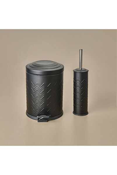 Evidea Bath Desenli 2'li Banyo Seti - Siyah