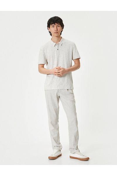 Koton Polo-Shirt Slim Fit mit Knopfleiste, strukturiert, kurze Ärmel