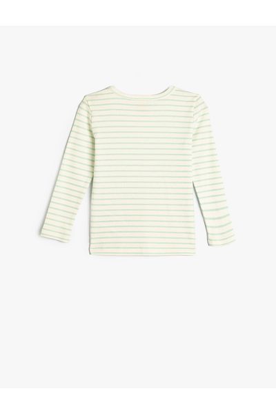 Koton Long Sleeve Crew Neck Ribbed Cotton T-Shirt