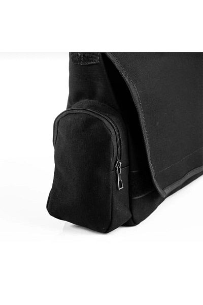 Köstebek Black Covered Messenger Bag with Side Pocket and Water Bottle Compartment