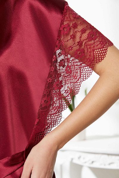 Pierre Cardin Satin Lace Nightgown and Dressing Gown Set - 4438