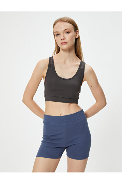 Koton Λεπτομερές αθλητικό σουτιέν από τούλι με καλυμμένο λαιμό και λεπτή εφαρμογή