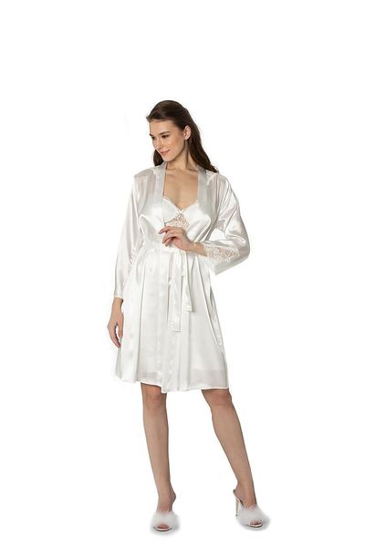 Pierre Cardin Satin Lace Nightgown and Dressing Gown Set - 4050