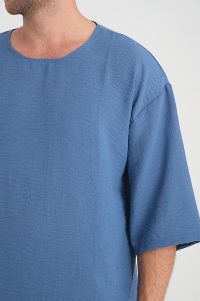 Valiberta Blue Oversize Crew Neck Fakir Sleeve Short T-shirt
