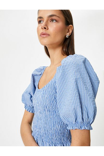 Koton Rochie midi cu mâneci cu bule cu decolteu în U - Design Gipeli