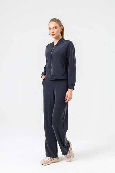 Dilek Aydın Atelier Modal Zippered Bomber Jacket with Elastic Waist Flare Pants Set