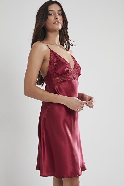 Pierre Cardin Γυναικείο νυχτικό Satin Lace - 603 Claret Red