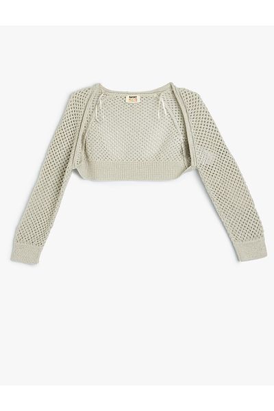 Koton Ζακέτα με ανοιχτόχρωμο Crop Knitwear - Μακρύ μανίκι