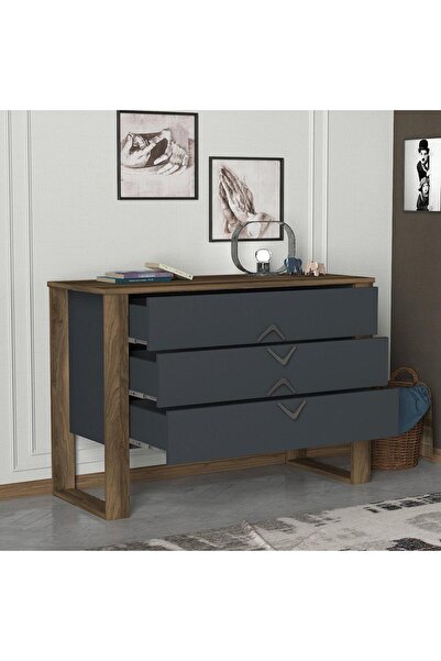 Dekorister Exclusive Bumerang Şifonyer Ceviz-antrasit