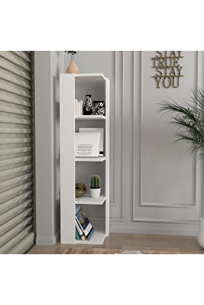 Dekorister Venita Köşe Kitaplık Beyaz