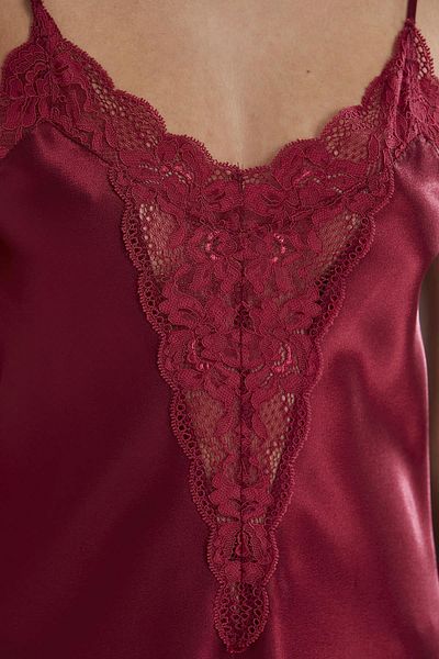 Pierre Cardin Women's Satin Lacy Pajama Shorts Set - 430 Claret Red