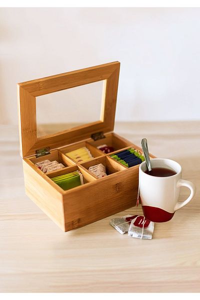 HOMİNG 6 Compartment Wooden Tea Box 241732