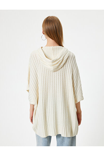 Koton Knitted Textured Oversize Knitwear - Hooded Short Sleeve