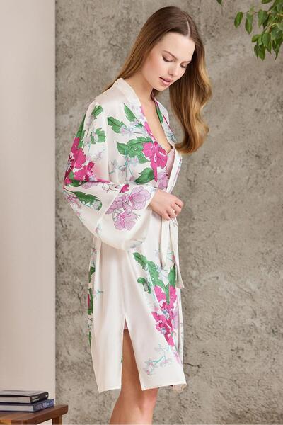 Pierre Cardin Saten Emprime Kadın Gecelik & Sabahlık Takım - 2415 Rose