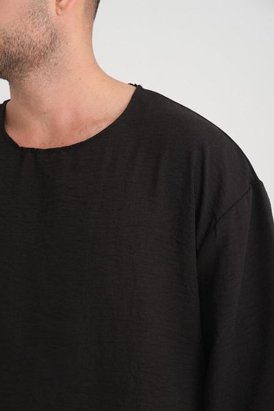 Valiberta Black Oversize Crew Neck Fakir Sleeve Short T-shirt
