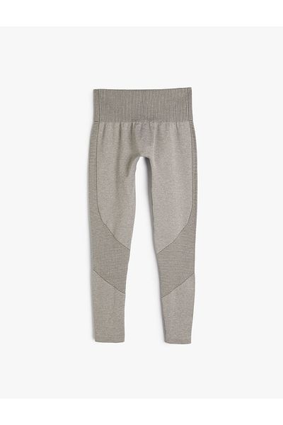 Koton High Waist Sports Leggings Knitted Fabric Textured Slim Fit
