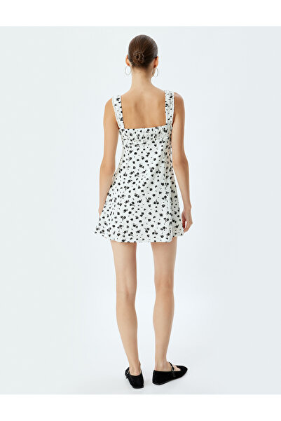 Koton Mini Dress Floral Sleeveless Bell Skirt Wrap Comfortable Fit