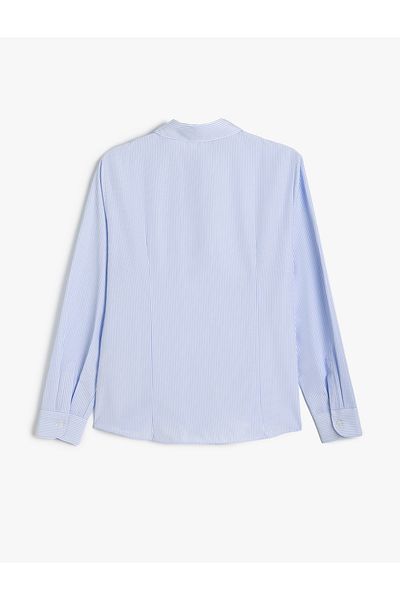 Koton Long Sleeve Poplin Shirt - Collar Detail, Regular Fit
