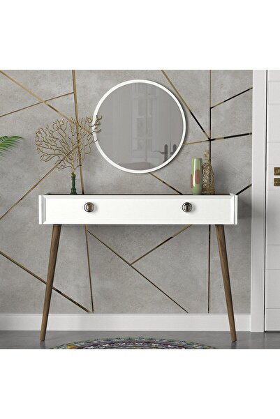 Dekorister Exclusive Nadya Aynalı Dresuar Beyaz-ceviz