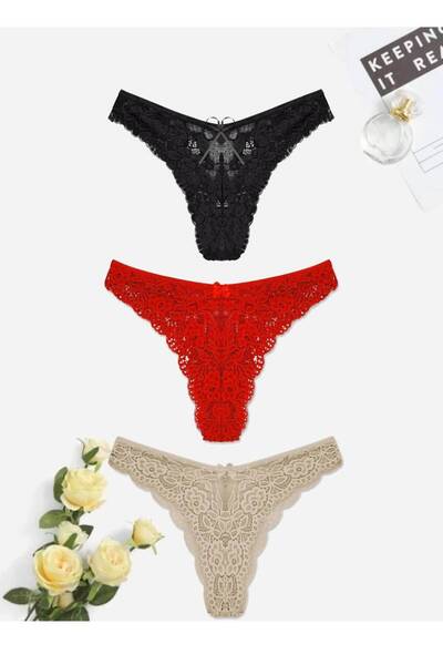 yokyokcollection wildcat Brazilian Dantelli Γυναικεία Σλιπ 3 τεμάχια