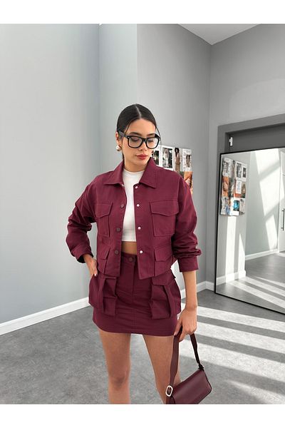 ESRAHELVACI Pocket Detailed Skirted Jacket Set