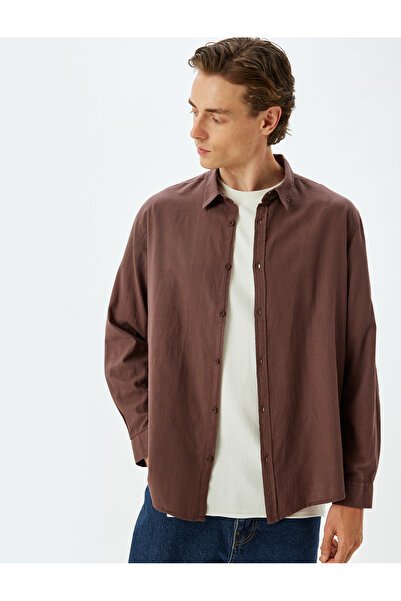 Koton Μακρυμάνικο βαμβακερό πουκάμισο Basic - με κουμπιά