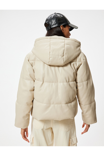 Koton Надувний куртка з капюшоном під шкіру - кишені на блискавці