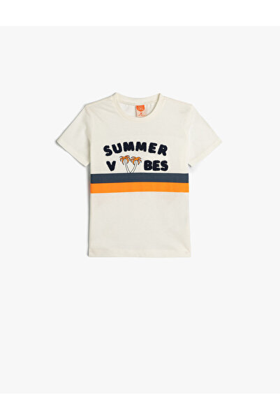 Koton T-Shirt mit kurzen Ärmeln und Rundhalsausschnitt