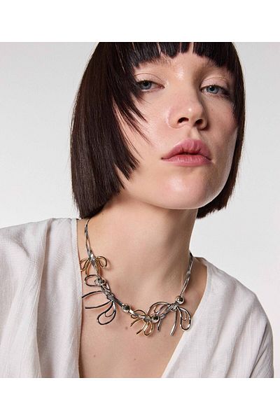 Twist Double coloured metal necklace