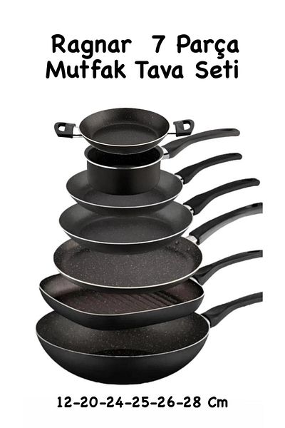 Bayev Ragnar 7 Piece Ramadan Pan Set: Dowry, Wok, Grill, Frying Pan and Sauce Breakfast