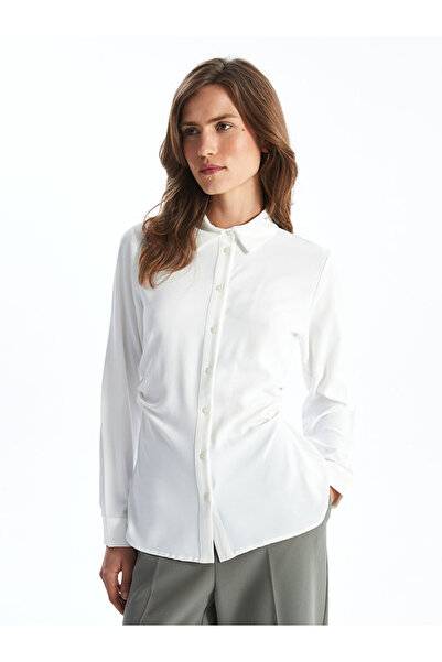 LC Waikiki Cămașă clasică pentru femei cu mânecă lungă, ecru, LCWAIKIKI