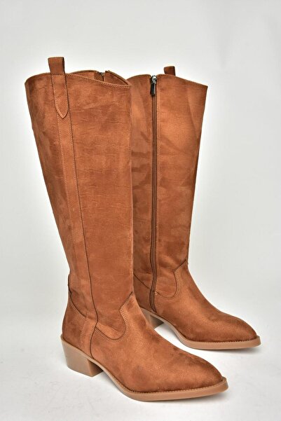 Fox Shoes Τ 480142802   Γυναικείες μπότες Tan Suede με χαμηλό τακούνι