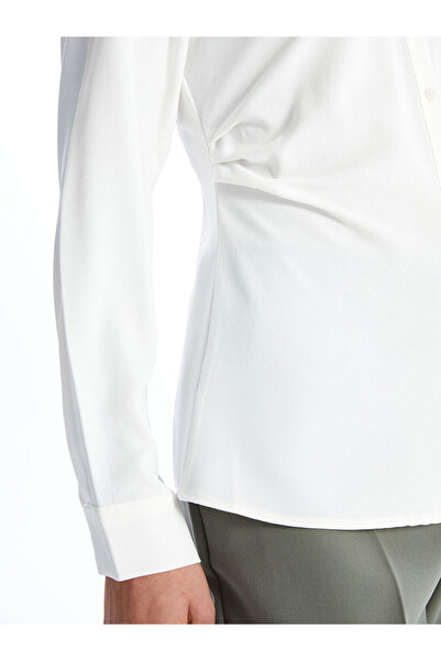 LC Waikiki Cămașă clasică pentru femei cu mânecă lungă, ecru, LCWAIKIKI