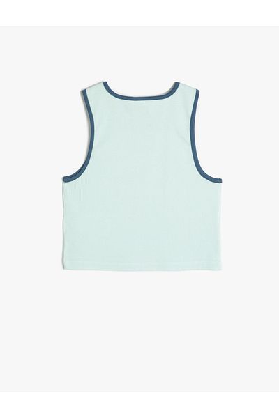 Koton Maiou crop din bumbac cu gât crew imprimat pentru câini - cu nervuri