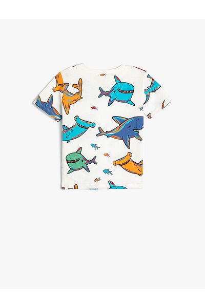 Koton T-Shirt Shark Printed Short Sleeve Cotton
