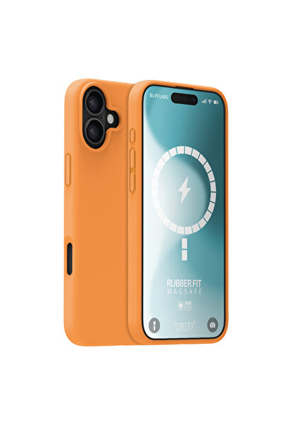 Buff iPhone 16 MagSafe Rubber Fit Silikon Kılıf - Turuncu Sorbe