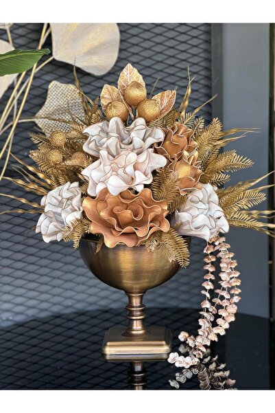 TASARIMHMODA Yapay Çiçekli Antik Kare Ayaklı Vazo No:8
