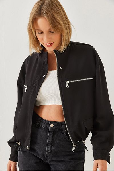 Bianco Lucci Women's Pocket Zipper Detailed Jacket 2475 60451005