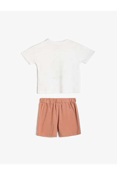 Koton Βαμβακερό Σετ T-Shirt και σορτς 2 τεμαχίων - Εκτύπωση Αναλυτικά