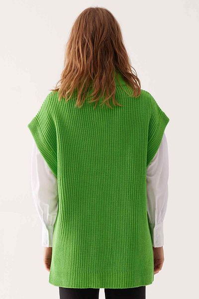 Hooopstore Grass Green Plain Zippered Sweater
